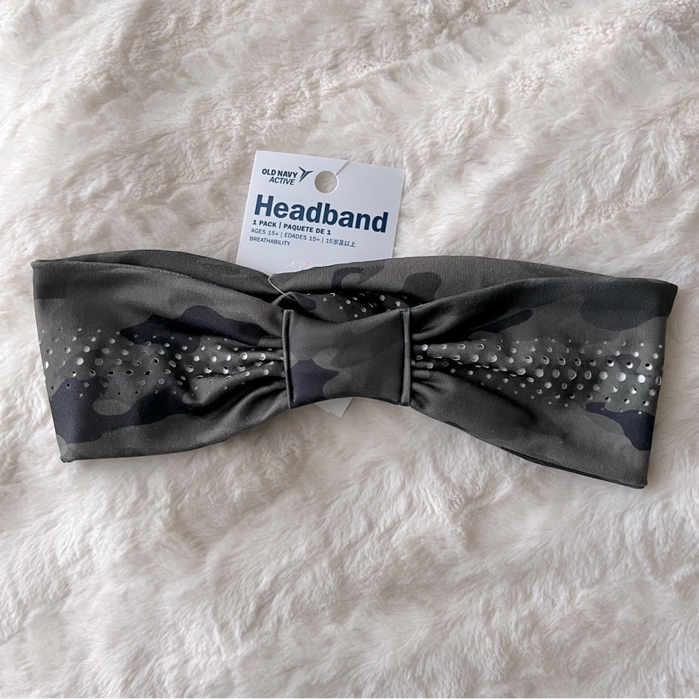 โ๏ธ 3/$15 ๐ Old Navy Active Headband Head-wrap Green & Black Camouflage Print - Picture 3 of 8